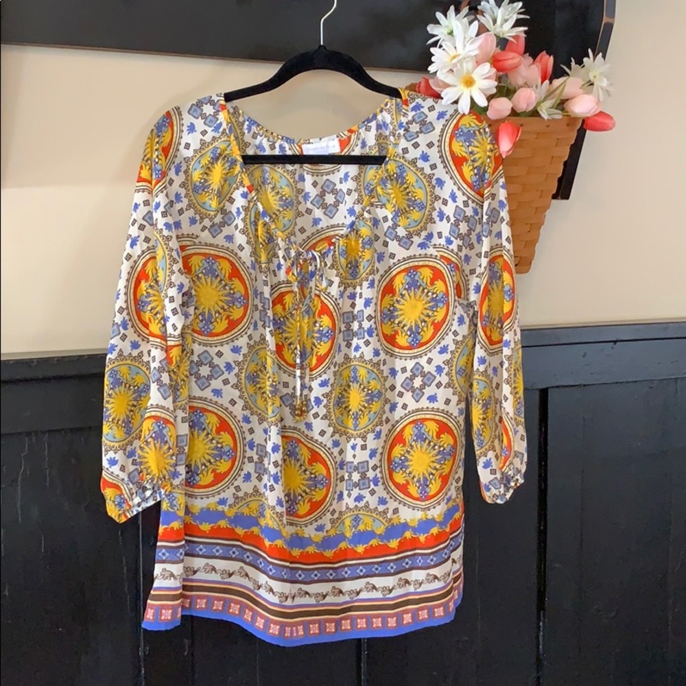 Charter club PXL. Sun compass peasant blouse